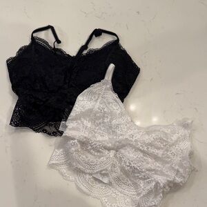 Lace Bralette Set - Black and White